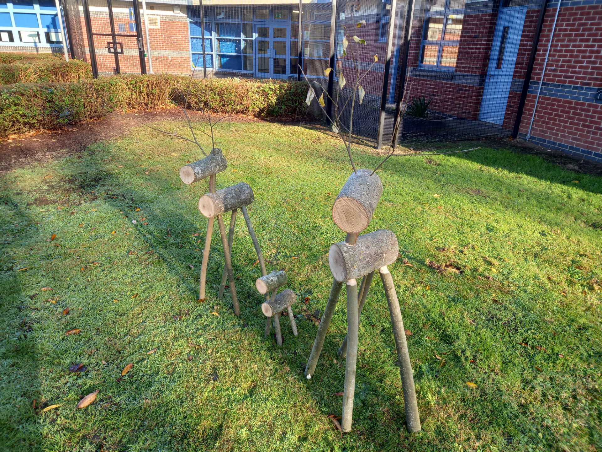 Wooden reindeer made by pupils