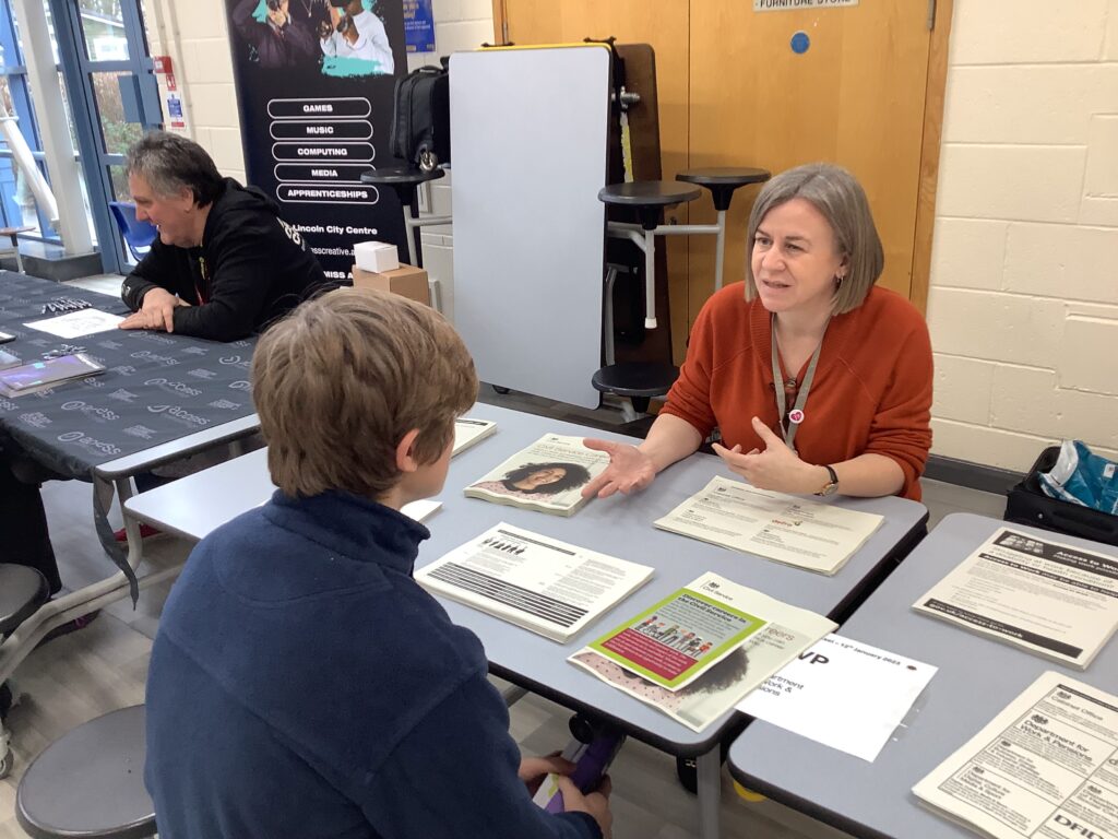 Employer discusses career options with a pupil